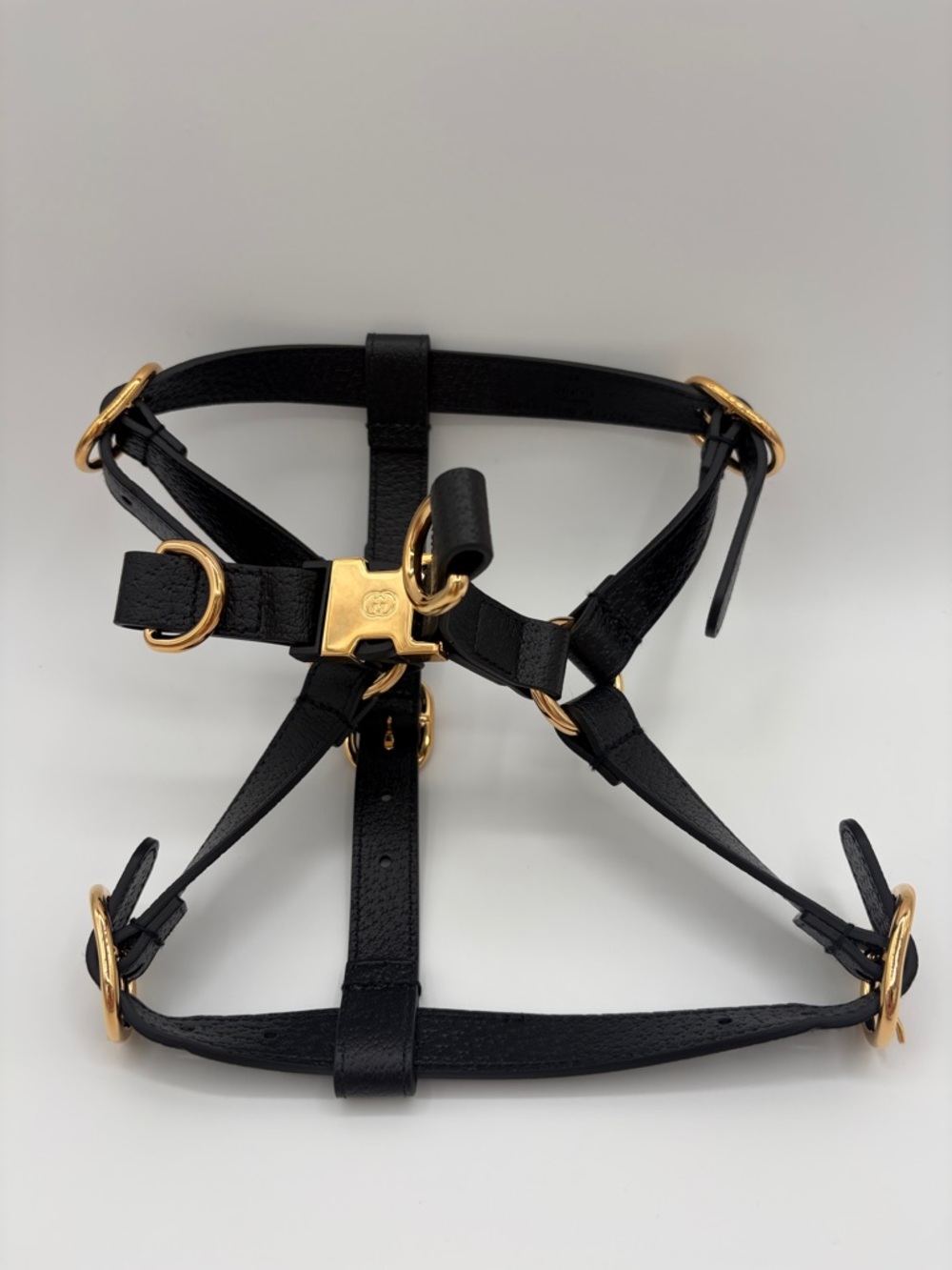 GUCCI Demetra Leather Dog Harness Black Gold Medium Excellent/Like New 🦮 Luxury. - Picture 3 of 12